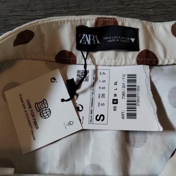 NWT Zara Cream&Brown Polka Dot Skort - Picture 3 of 4